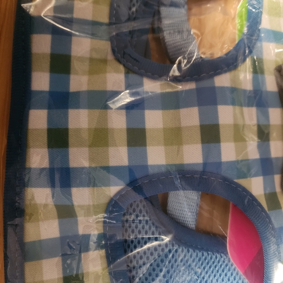 Vibrant Life Dog Harness Blue White Green Plaid Pattern with Gray Bow Si… - Picture 4 of 8